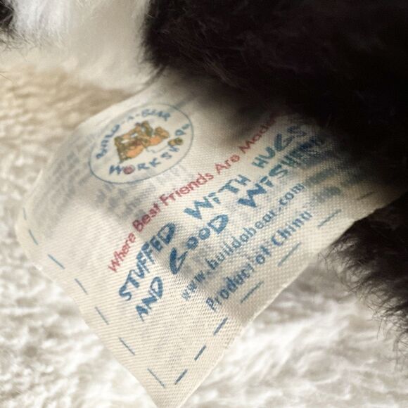 BAB Build A Bear Workshop Panda Bear Plush Black White Sitting Tan Paws 16” - Picture 3 of 5